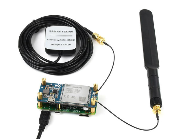 SIM7600G-H 4G Hoed (B) Voor Raspberry Pi, lte Cat-4 4G / 3G / 2G Ondersteuning, Gnss Positionering, Global Band