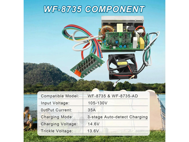 35 Amp RV Power Converter WF-8735 Replacement Unit for WF 8735 Series with Overvoltage Overcurrent and High Temp Protection