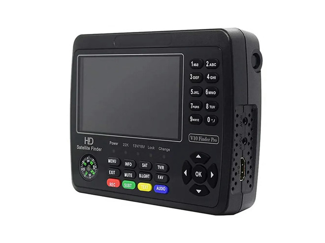 V10 Digital Satfinder Meter with Full HD For 1080P LCD Display Support DVB-S X T T2 C and H.265 Video Decoding Standards