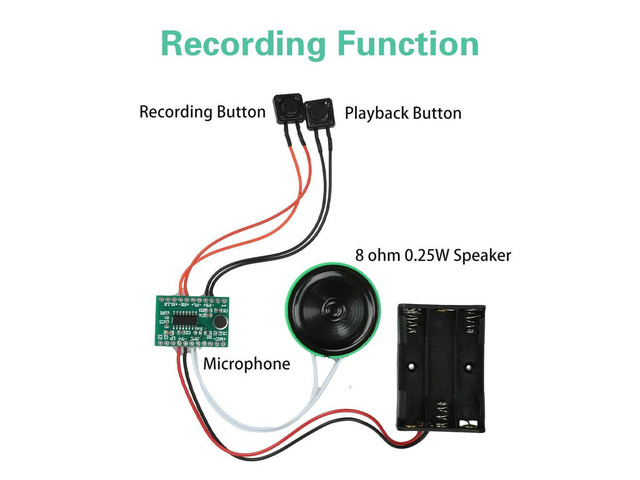 60-second Recording Playback DIY Voice Greeting Card Module Cable Extened For Christmas Birthday Card ELectronic Kit