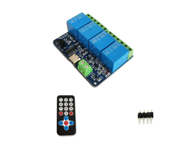 DC5V 4-channe IR remote control relay module infrared remote control supports self-locking jog interlocking mode Type-C