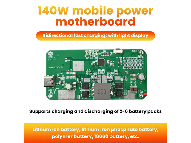 PD140W Bidirectional Fast Charging IP2366 2S- 6S Lithium Charge Li-ion Lifepo4 BMS Charger TYPE-C Buck Converter