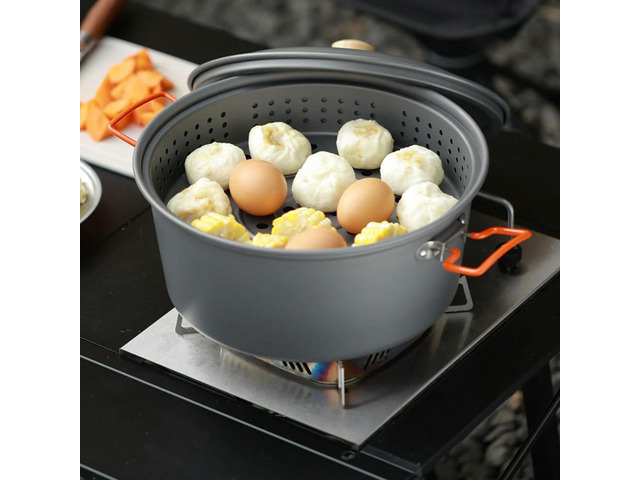 7 5L Aluminum Stew and Boil Pot for Camping and Picnic Outdoor Cooking with Construction for Group Meals