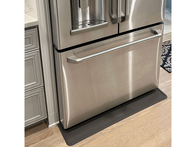 Refrigerator and Appliance Spill Floor Liner Mat, Drip Tray and Leak Catcher Mat, 37' x 8' Modern Heavy Duty Rubber (Slate Grey, 37' 1/2 L x 8' 1/2 D)
