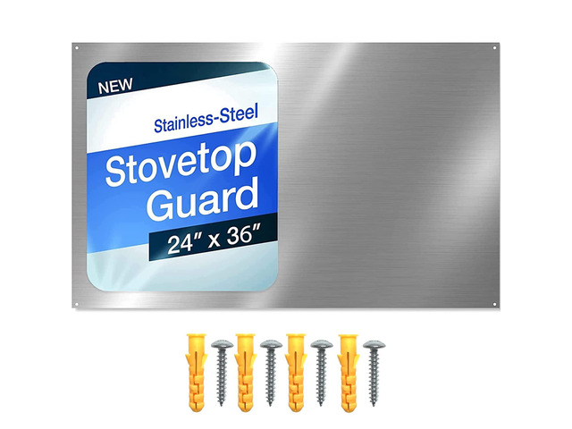 24' x 36' Reversible Metal Backsplash Matching screws Compatible with Broan-NuTone SP3004 - Ultra Flat and Flushed Metal Panel Splatter Guard for...