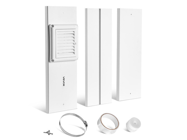 Dryer Vent Window Kit, Fits 4-Inch Exhaust Hoses, Adjustable Length for Adapts Sliding Windows of Different Heights, Sturdy PVC and PP Materials,...