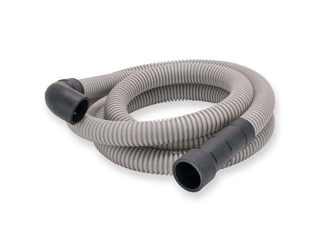 6 Foot Dishwasher Drain Hose, Fit with 5/8 Inch, 7/8 Inch, or 1 Inch OD Drain Outlet, 90 Degree Rubber Elbow, Corrugated, Gray Polypropylene, 91227