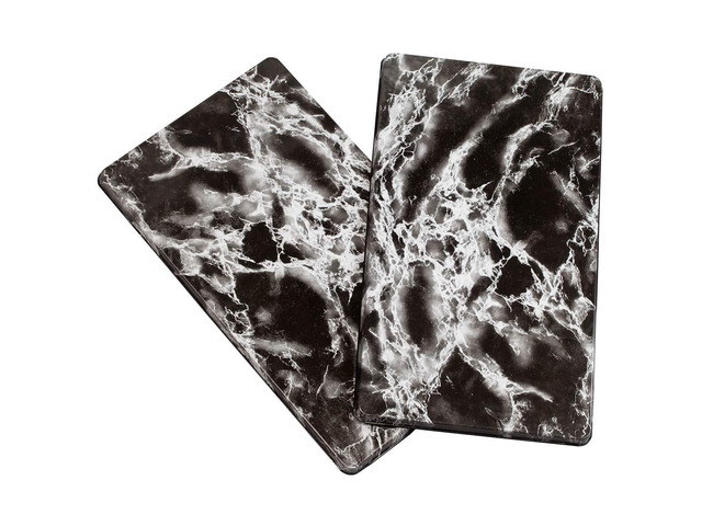 Black Marble Burner Covers, Made of Durable Smooth Metal, Easy Cleaning, Kitchen D cor - Set of 2, Each Measures 20' Long x 11 1/2' Wide x 5/8' High