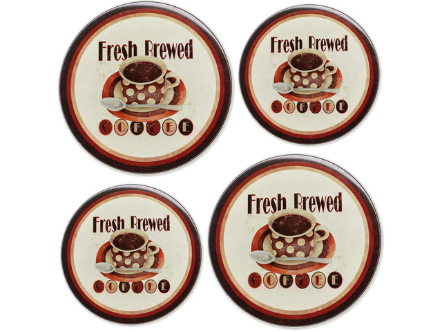 Burner Covers For Electric Stovetop, Decorative Lightweight Tin Covers, Set of 4 (2-8 inch & 2-10 inch), Conceals Messy Drip Pans, Coffee