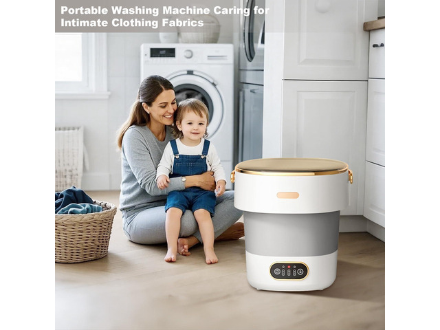 Portable Mini Washing Machine, 12-13L Foldable Washer and Dryer with Spin Basket, Compact Laundry for Travel, Apartments, Small Clothes, Socks,...