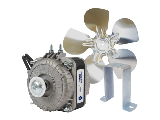 Appli Parts APFM-162E 16W refrigeration condenser and evaporator motor 220V 60Hz 0.5A 1300rpm includes base and 10in aluminum Fan Blade CCW shaft...