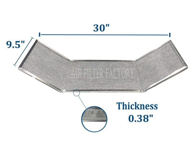 Range Hood Grease Filter 368815 Replacement 1-Pack Thermador compatible 368815 grease filter 1-pack. 9.5' x 30' x 0.38' with 8' wings. Washable...