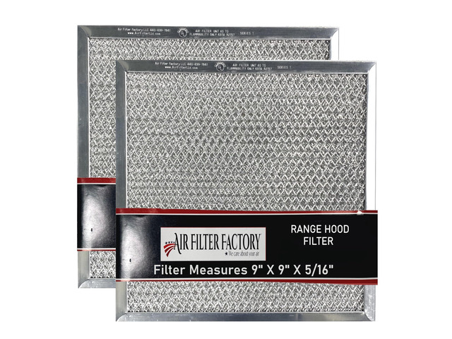 9 X 9 X 5/16 Inches Range Hood Aluminum Grease Filters 2-Pack