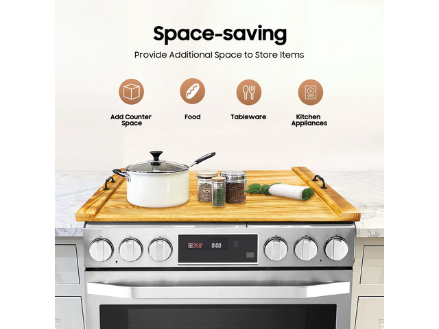 Noodle Board Stove Cover, 30' X 22' Sink Cover for Counter Space Wooden Stove Top Cover for Placing on Gas Hobs, Pine Wood Cutting Board for...
