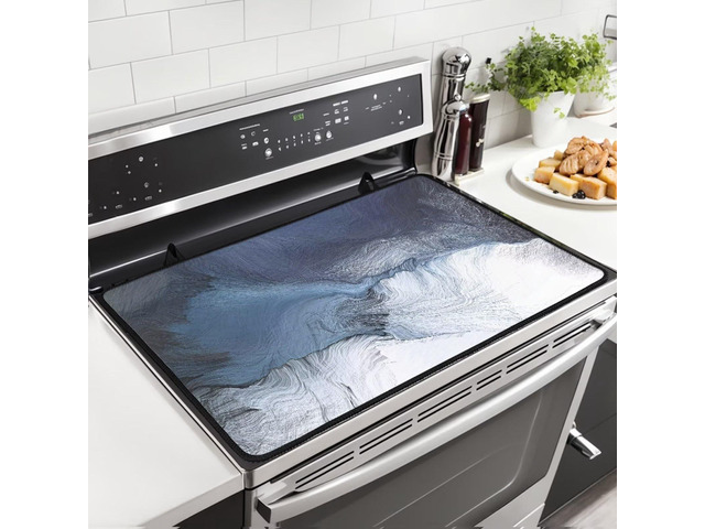 Black Blue Grey White Stove Top Covers for Electric Stove Royal Gray Modern Art Abstract Glass Top Gas Stove Pad Heat Resistant Range Cooktop Mat...