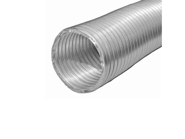 Builders Best V220 Semi-Rigid Aluminum Dryer Vent Hose with 2 Metal Clamps, 4' x 8' Flexible Metal Duct Pipe for Exhaust or HVAC Air Systems