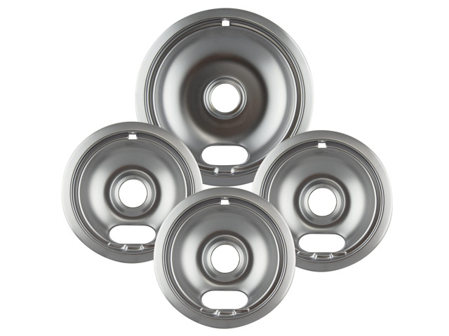 10124XZ Chrome Style A Drip Pans Sets of 4, 3 6 Inch and 1 8 Inch
