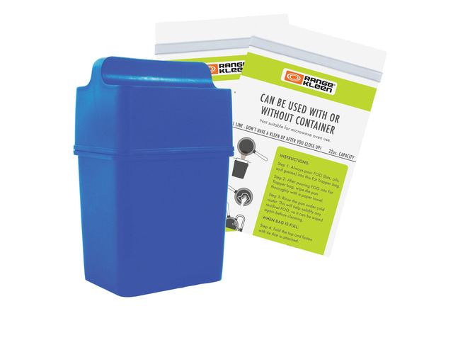 Grease Container Kitchen Fat Keeper System with 2 Fat Trapper Refill Bags - Kitchen Grease Container (Blue)