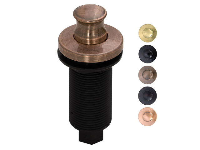 Antique Copper Garbage Disposal Air Switch Kit with Sink Top Waste Disposal On/Off Push Button with Brass Cover and Plastic, 2-1/2' Max Countertop...