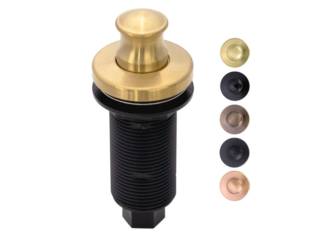 Brushed Gold Garbage Disposal Air Switch Kit with Sink Top Waste Disposal On/Off Push Button with Brass Cover and Plastic, 2-1/2' Max Countertop...