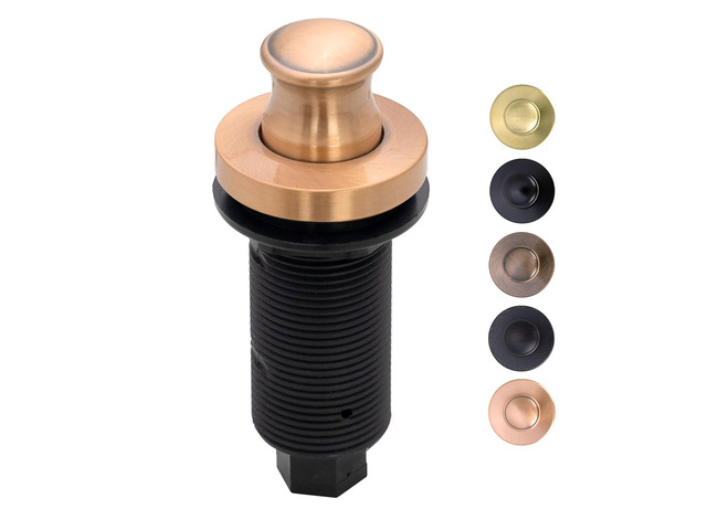 Copper Garbage Disposal Air Switch Kit with Sink Top Waste Disposal On/Off Push Button with Brass Cover and Plastic, 2-1/2' Max Countertop...