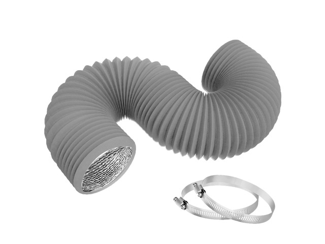4 Inch 25ft Dryer Vent Hose,Flexible Insulated Air Ducting,Vent Hose PVC Aluminum Foil with 2 Clamps for HVAC Ventilation(Grey)