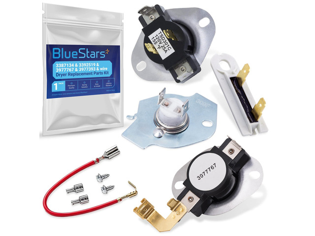 3387134 Cycling Thermostat 3392519 Dryer Thermal Fuse 3977393 Thermal Cut-off Switch 3977767 High-limit and Wire Thermostat Kit - Compatible with...