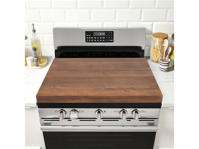 Wooden Stove Top Covers, 29.5 x 22 Inch Noodle Board Stove Cover for Glasstop Stove and Electric Stove, Gas Stove Burner (Walnut)