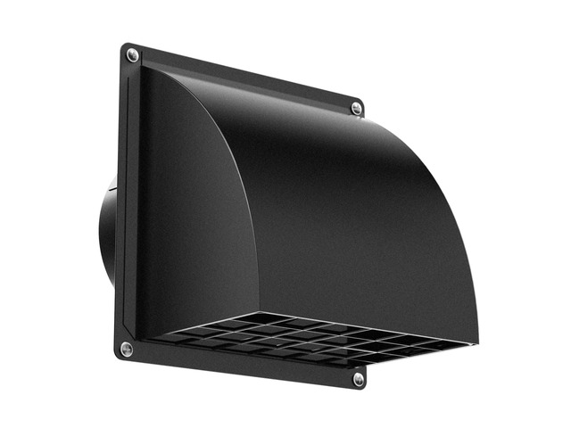 4 Inch Dryer Vent Cover Outside with Removable Screen, Black Metal Exterior Wall Vent, Cushioned Non-Return Flap, Easy To Clean, Ideal for House,...