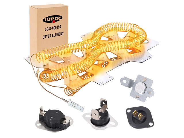 DC47-00019A Dryer Heating Element Kit for Samsung, 5 Piece 5-piece kit includes heater element, thermostat, thermistor and two thermal fuses for...