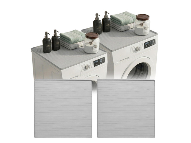 2 PC Washer and Dryer Covers for Top 25x25 in, Protector Topper Mat Silicone Non-Slip Waterproof Washer and Dryer Covers For The Top Load, Dust...