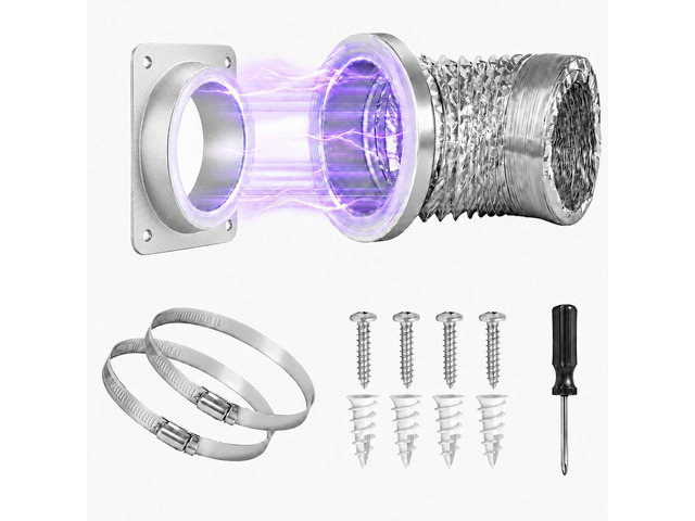 Magnetic Dryer Vent Connector Kit, Upgraded Hold, 4-Inch, 3.3FT Hose Upgraded magnetic hold, airtight silicone seal, space-saving wall adapter...