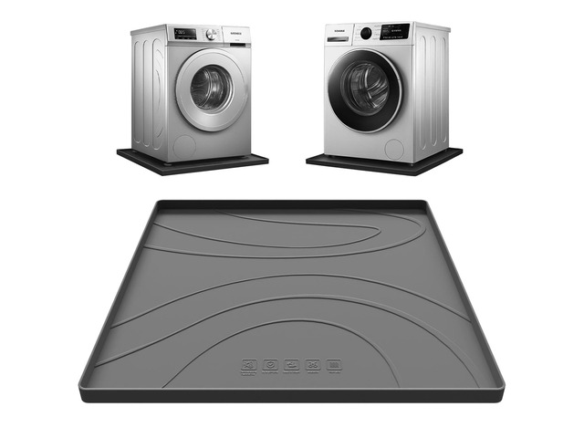 Washing Machine Drain Pan Silicone Mat,Extra Thick 33x30inch Non-Slip Waterproof Washer Tray,Raised Edge Drip Mat for Under Dryer or...