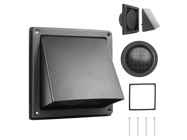 4-Inch Black Exhaust Dryer Vent Cover 304 Stainless Steel Upgrade Removable Cover and Bird Screen Mesh for Bathroom, Kitchen, Office, Garage, AC,...