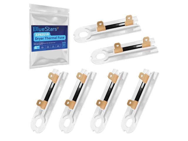 [6-Pack] 3392519 Dryer Thermal Fuse For Whirlpool Maytag Kenmore Replaces AP6008325 3388651 694511 80005 WP3392519VP WP3392519 ET401 PS11741460