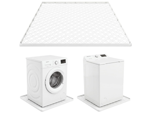 33 x 31 Inch Washing Machine Drain Pan, Silicone Washer Pan, White 2cm Raised Waterproof Edge, Washer and Dryer Mat for Floor Protection, Fits...