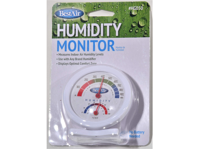 PRODUCTS BestAir Analog Humidity Monitor & Temperature Gauge, Freestanding, Gray, HG050-PDQ-4