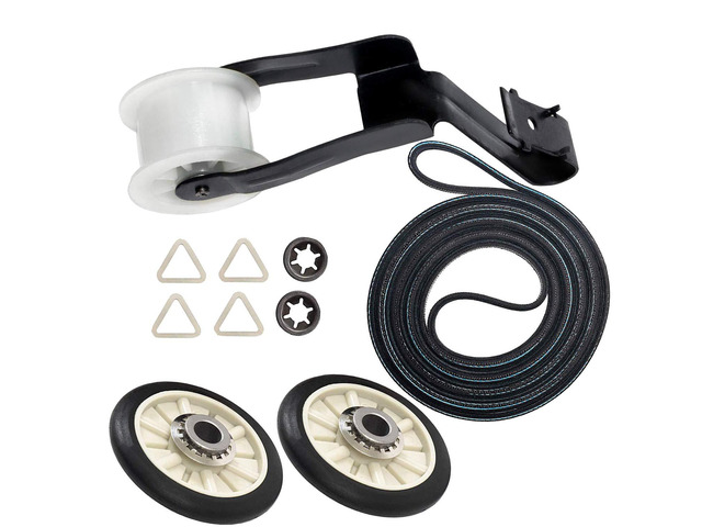4392065 Dryer Repair Kit with 349241T Drum Support Roller, 691366 Idler Pulley, 341241 Belt for Whirlpool Kenmore Maytag Dryers - Replaces...