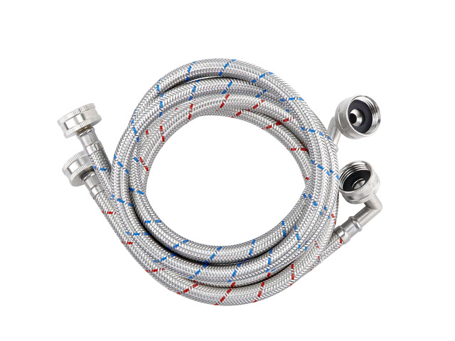 4ft Stainless Steel Washing Machine Hose with 90 Degree Elbows 2 Packs Braided Premium Washer Hoses Supply Lines-Washer Hoses 4ft Hot and Cold...