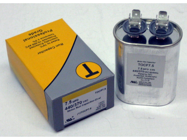 for TitanPro TOCF7.5 HVAC Motor Run Oval Capacitor. 7.5 MFD/UF 440/370 Volts
