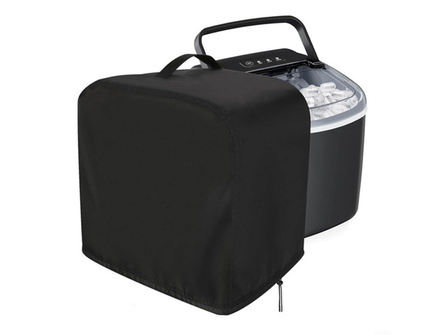 210D Oxford Ice Maker Cover, Waterproof Dust Resistant Shield for Portable Countertop Units, Features Adjustable Strap and Carry Handles(black)