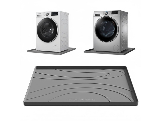 Washing Machine Drain Pan Silicone mat 30x33 Inch Non-Slip Waterproof Washer Drip Tray, Anti-Vibration Soft Mat for Under Dryer or Washer, Floor...