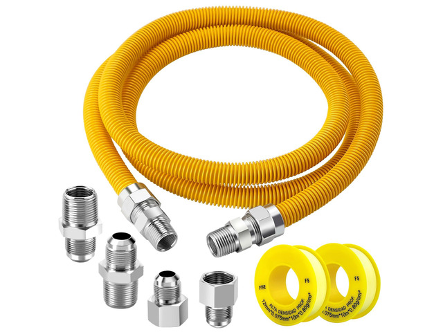 [New Upgraded] 72' Flexible Gas Line Kit for Dryer Stove Range Flexible Stainless Steel Gas Dryer Kit - 5/8' OD(1/2' ID) Dryer Gas Line with...