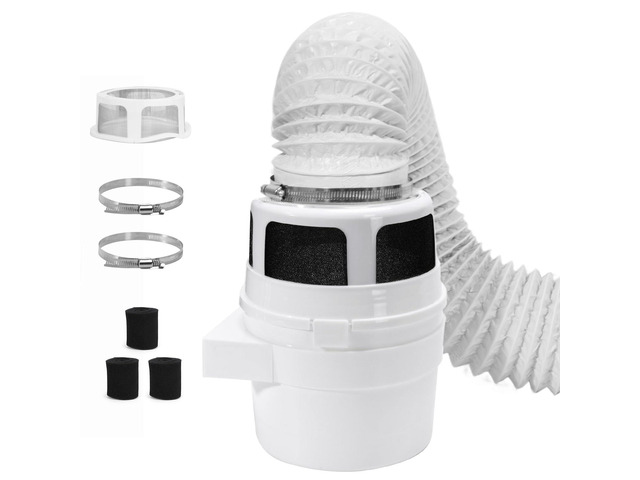 Upgraded Version - 3 in 1 Indoor Dryer Vent Kit with White Dryer Vent Hose - Dryer Lint Catcher Water Filter Bucket - Dryer Lint Trap for Electric...