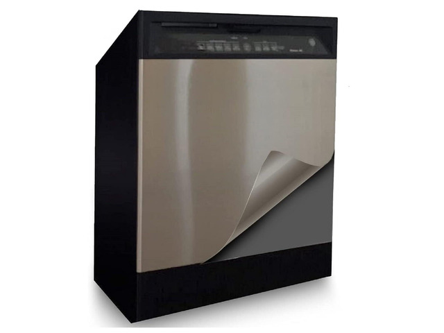 Peel and Stick Stainless Steel Replacement Door Panel Wrap for Appliances Vinyl Dishwasher Cover 26' X 36' Easy Cut to fit, Waterproof, Heat,...