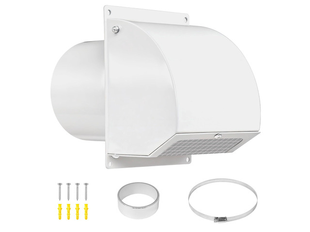 10 Inch Hooded Wall Vent Cover with Screen and Damper, White Heavy-duty 14GA/2MM Steel Vent Covers for Wall, Vent Cover for Dryer Ventilation and...