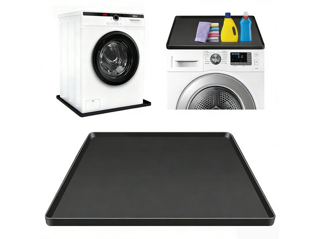 Washing Machine Drain Pan Silicone mat 27'x27' with 0.79' Raised Edges, Leak-Proof Silicone Mat, Non-Slip Waterproof Floor Protector for Washer...