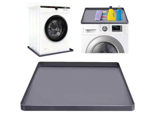 Washing Machine Drain Pan Silicone mat 27'x27' with 0.79' Raised Edges, Leak-Proof Silicone Mat, Non-Slip Waterproof Floor Protector for Washer...