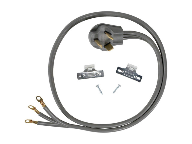 30-Amp Appliance Power Cord, 3 Prong Dryer Cord, 3 Wires with Eyelet Connectors, 4 Feet, Copper Wire