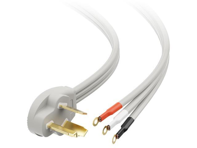 10 AWG 30A 3 Prong Dryer Cord, Gray, Appliance Cord, 10ft 7500W, NEMA 10-30P to 3-Wire, Ring Terminals, Strain Relief Included, for 3-Wire Dryer...